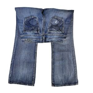 Silver Aiko Bootcut Distressed Size‎ 29X33L  Embroidered Pockets Low Rise